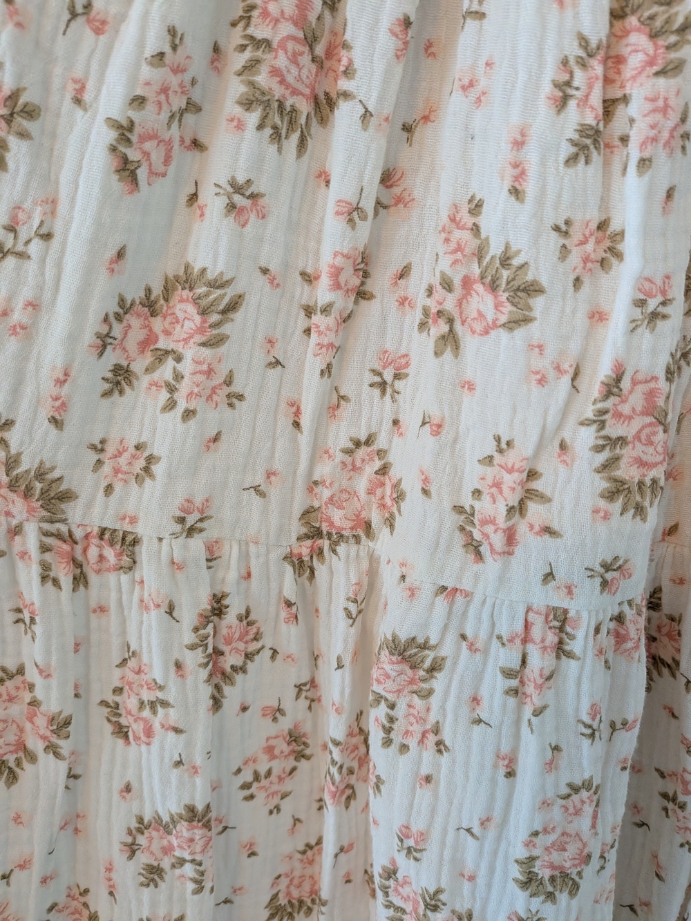 White Floral Ruffle Midi Dress 100% Cotton - Picture 3 of 4